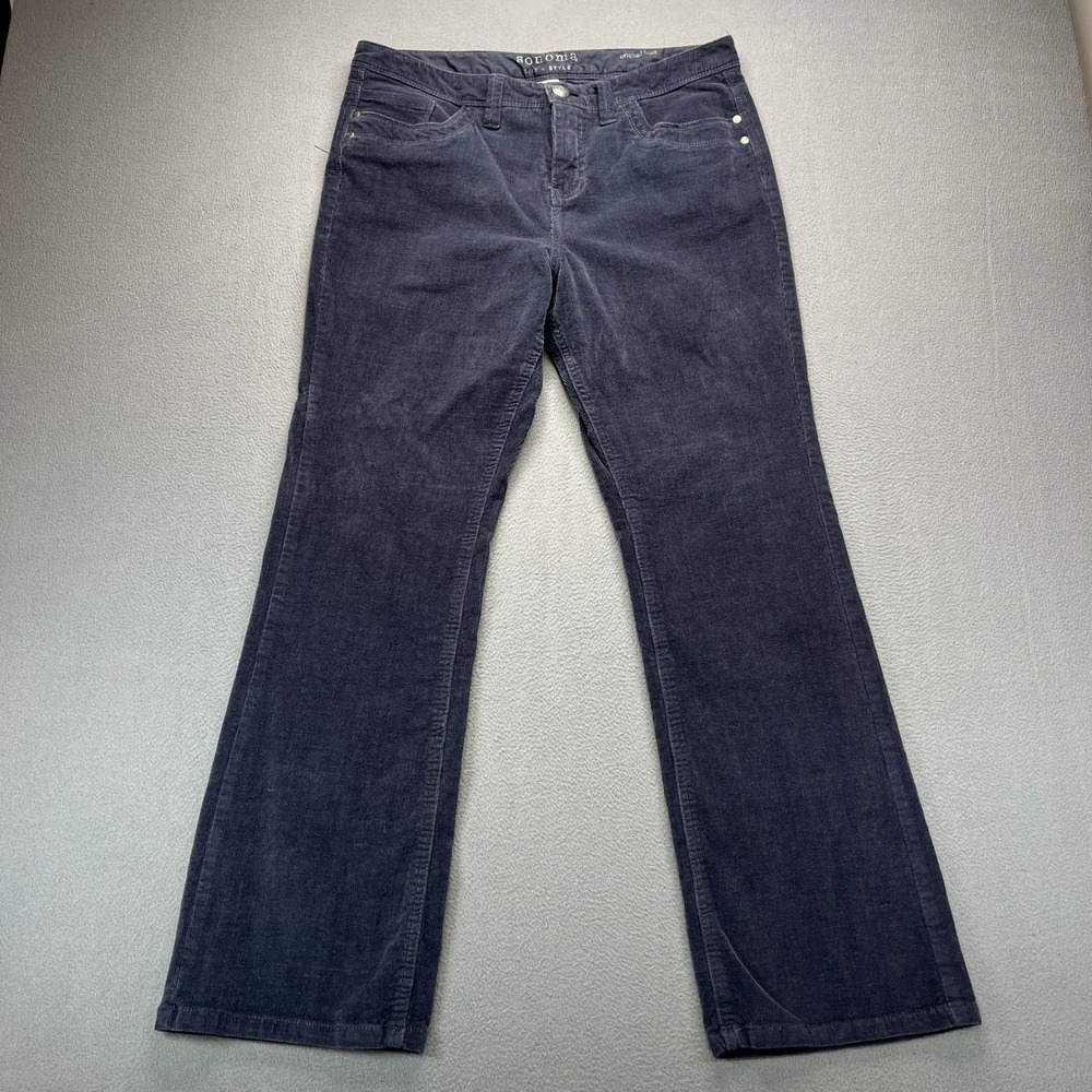 Sonoma Original Boot Corduroy Pants Womens 8 Navy Blue Cotton Bootcut